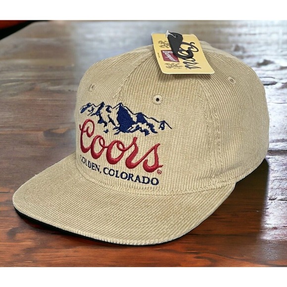 Coors Beer Khaki Corduroy Snapback Golden Colorado Banquet Trucker Hat Cap New - Picture 5 of 15